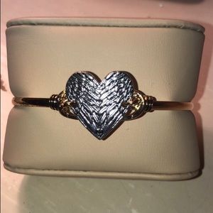 2 toned heart bangle bracelet